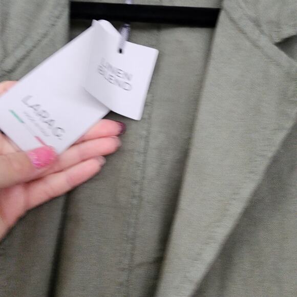 Lara G. Linen Blazer S olive green lagenlook NWTWorkwear Office Summer cotton - Picture 10 of 11